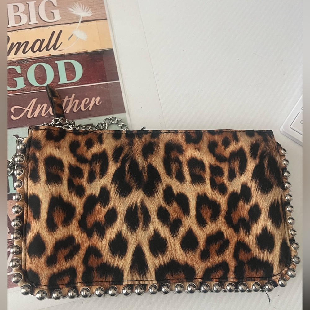 New Zara leopard print bag chain strap shoulder beaded accent purse - Picture 6 of 8